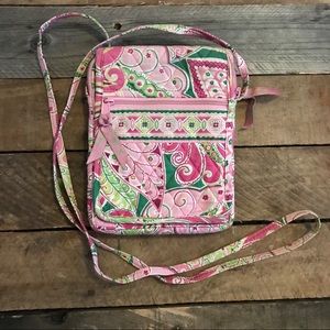 Vera Bradley cross body purse pink and green